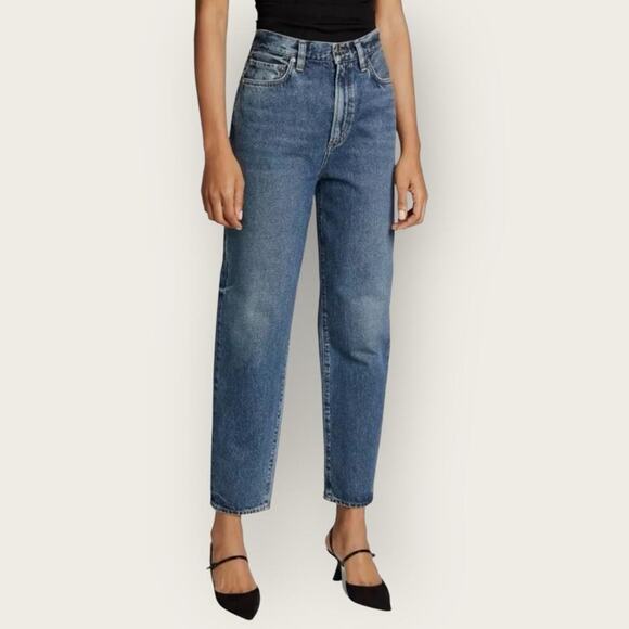Goldsign | High-Rise Tapered-Leg Jeans | Blue | Size 29 - Picture 1 of 16